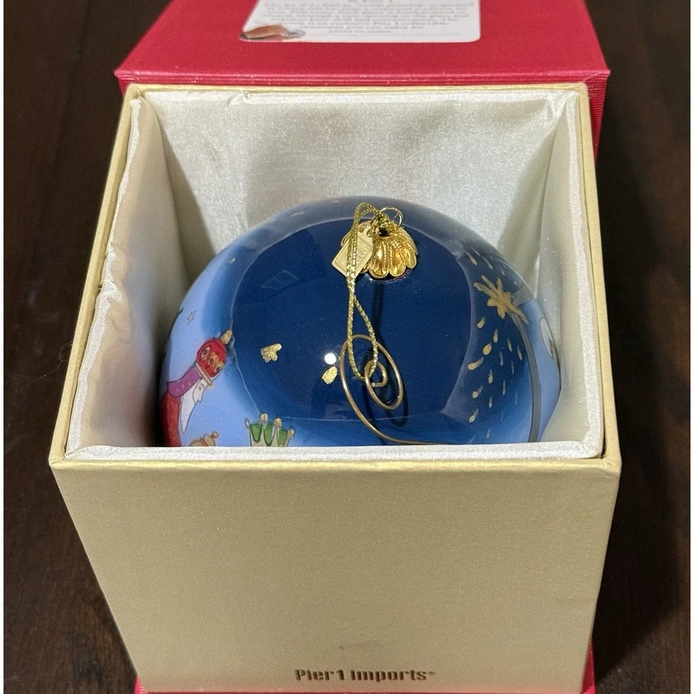 Pier 1 LI BIEN Manger Nativity Christmas Baby Jesus Glass Ornament, 2019